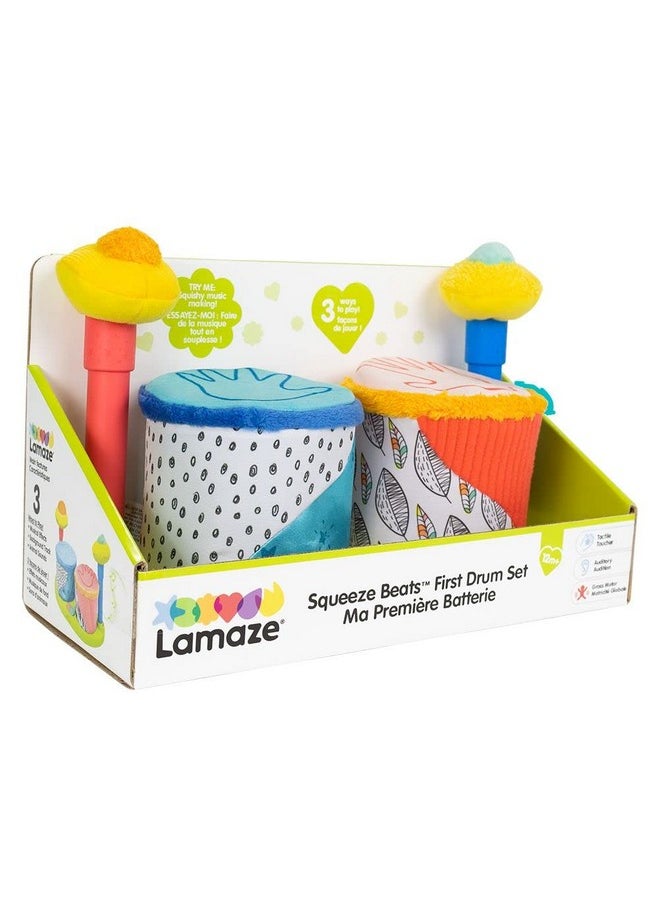 Lamaze Squeeze Beats First Drum Set - Baby Sensory Toy Includes Funny Animal Sounds - Colorful Baby Musical Toys for Early Childhood Development - Ages 12 Months and Up