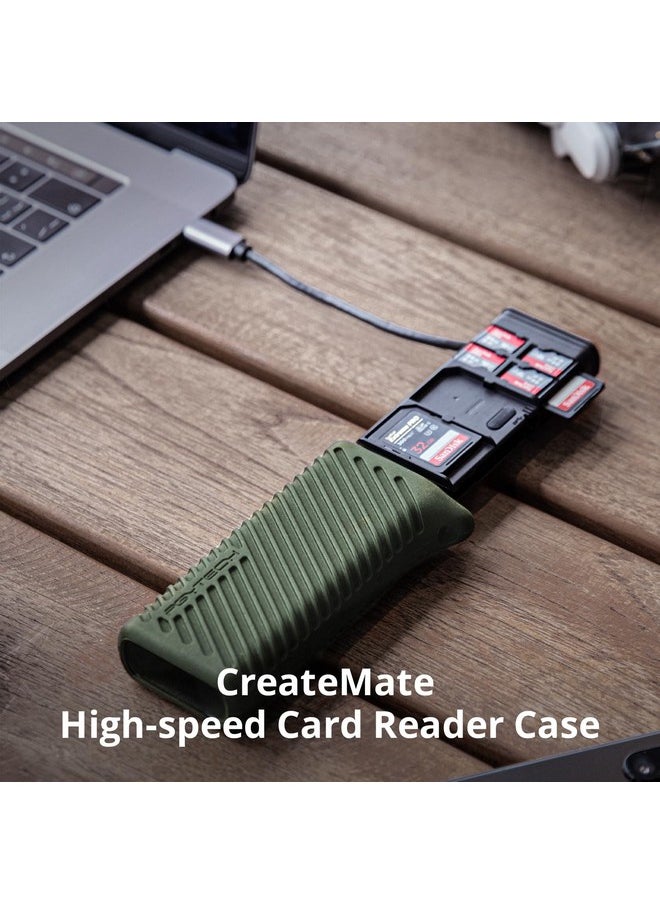 PGYTECH Createmate CFexpress Type A/B Card Reader 12 in 1 Card Case USB3.2 Gen 2 10Gbps SD Card Reader for Photographers (Green, for SD/Micro SD)