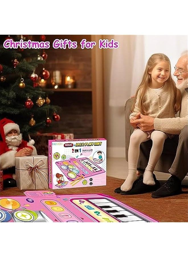 Toys for 1 Year Old Girl Gifts,2 in 1 Piano Mat Montessori Toys for 1 2 Year Old Girl,Educational Musical Toy First Birthday Gifts for 1 2 3 Year Old Girls, Stocking Stuffers for Toddler Girl