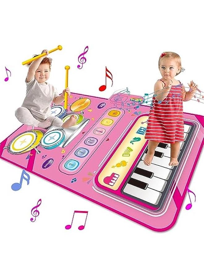 Toys for 1 Year Old Girl Gifts,2 in 1 Piano Mat Montessori Toys for 1 2 Year Old Girl,Educational Musical Toy First Birthday Gifts for 1 2 3 Year Old Girls, Stocking Stuffers for Toddler Girl