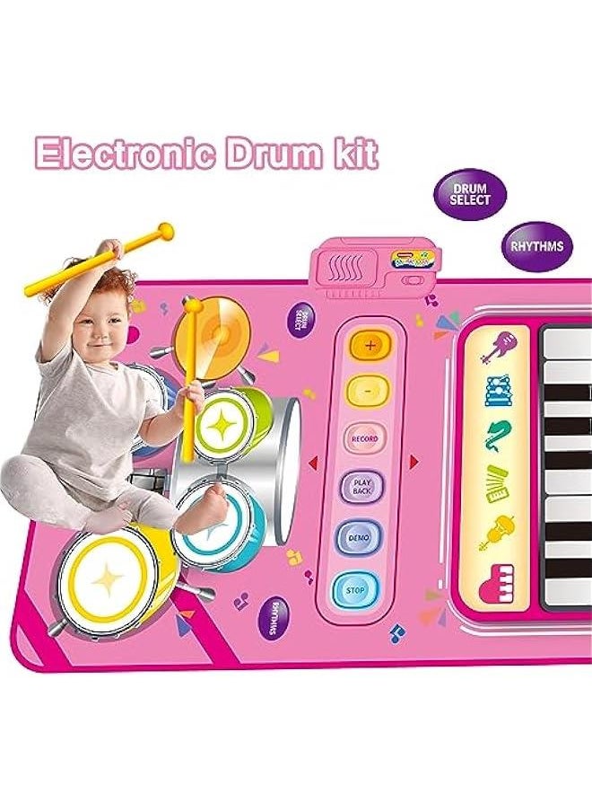 Toys for 1 Year Old Girl Gifts,2 in 1 Piano Mat Montessori Toys for 1 2 Year Old Girl,Educational Musical Toy First Birthday Gifts for 1 2 3 Year Old Girls, Stocking Stuffers for Toddler Girl