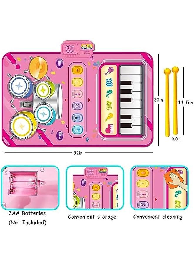 Toys for 1 Year Old Girl Gifts,2 in 1 Piano Mat Montessori Toys for 1 2 Year Old Girl,Educational Musical Toy First Birthday Gifts for 1 2 3 Year Old Girls, Stocking Stuffers for Toddler Girl