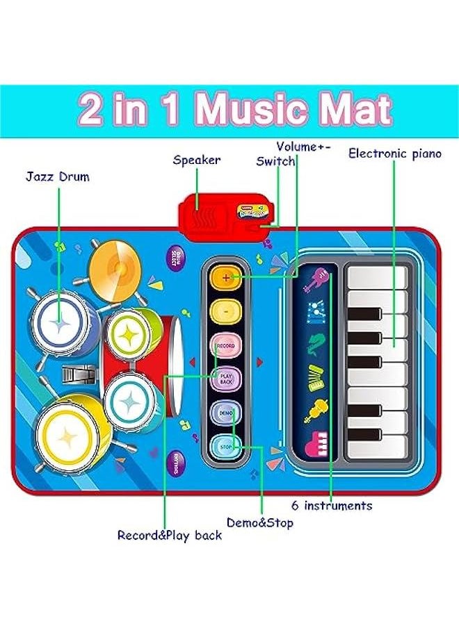Baby Toys for 1 Year Old,Baby Musical Mat Toddler Toys Age 1-2, Piano Drum Babies Play Mat -Baby Music Toy 12-18 Months Babies Birthday Gifts for 1 2 3 Year Old Boys Girls