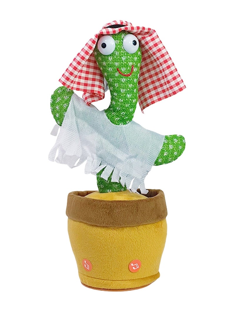Dancing Cactus Toy Arabic Songs Singing Talking Repeating Recording Cactus Funny Electric Toys for Baby Kids Children Plush Interactive Music Mimic Toy