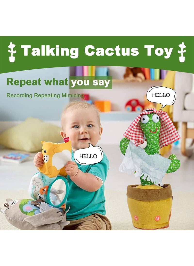 Dancing Cactus Toy Arabic Songs Singing Talking Repeating Recording Cactus Funny Electric Toys for Baby Kids Children Plush Interactive Music Mimic Toy
