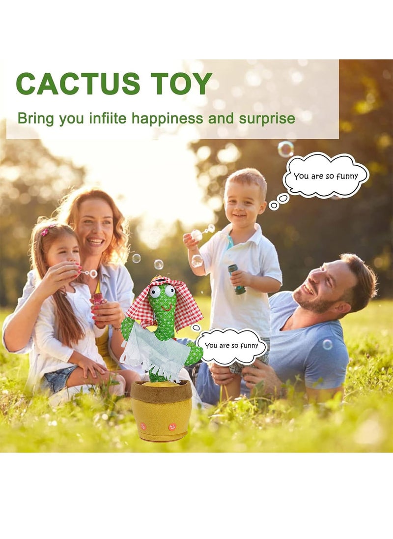 Dancing Cactus Toy Arabic Songs Singing Talking Repeating Recording Cactus Funny Electric Toys for Baby Kids Children Plush Interactive Music Mimic Toy