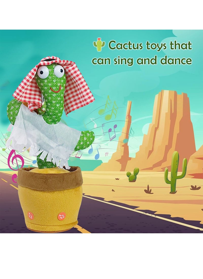 Dancing Cactus Toy Arabic Songs Singing Talking Repeating Recording Cactus Funny Electric Toys for Baby Kids Children Plush Interactive Music Mimic Toy