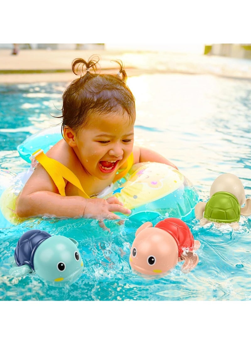 6Pcs Bath Toy, Baby Swimming Turtle Bathtub Pool Toy, Baby Bath Floating Clockwork Toys for Toddlers 1-3, Boys & Girls Water Bath Toy Set, (6 Pack, 2 Blue 2 Red 2 Green)