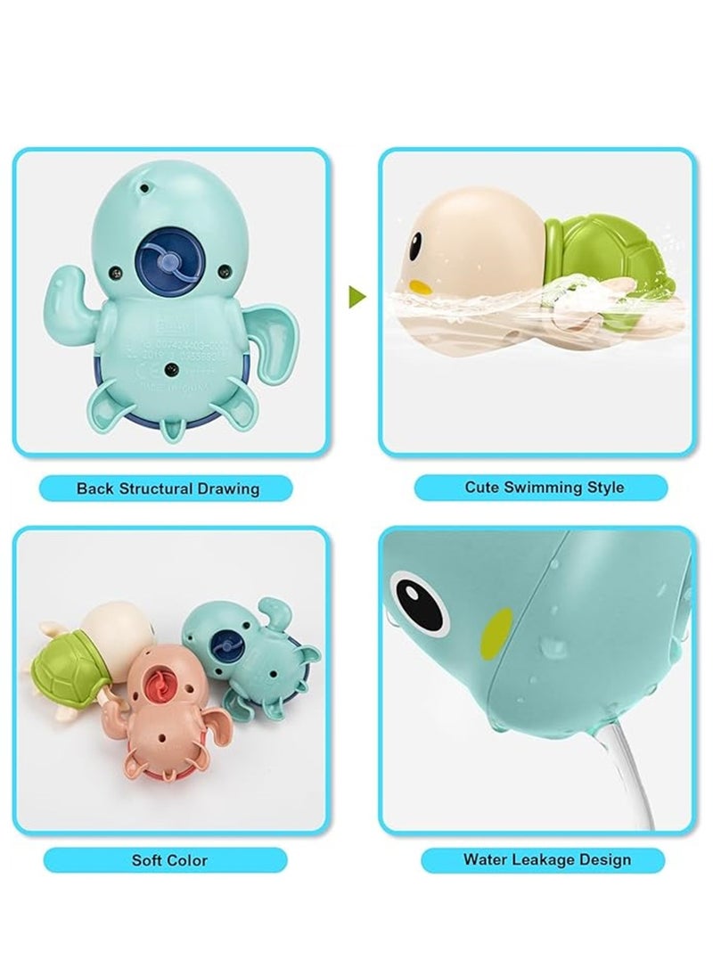 6Pcs Bath Toy, Baby Swimming Turtle Bathtub Pool Toy, Baby Bath Floating Clockwork Toys for Toddlers 1-3, Boys & Girls Water Bath Toy Set, (6 Pack, 2 Blue 2 Red 2 Green)