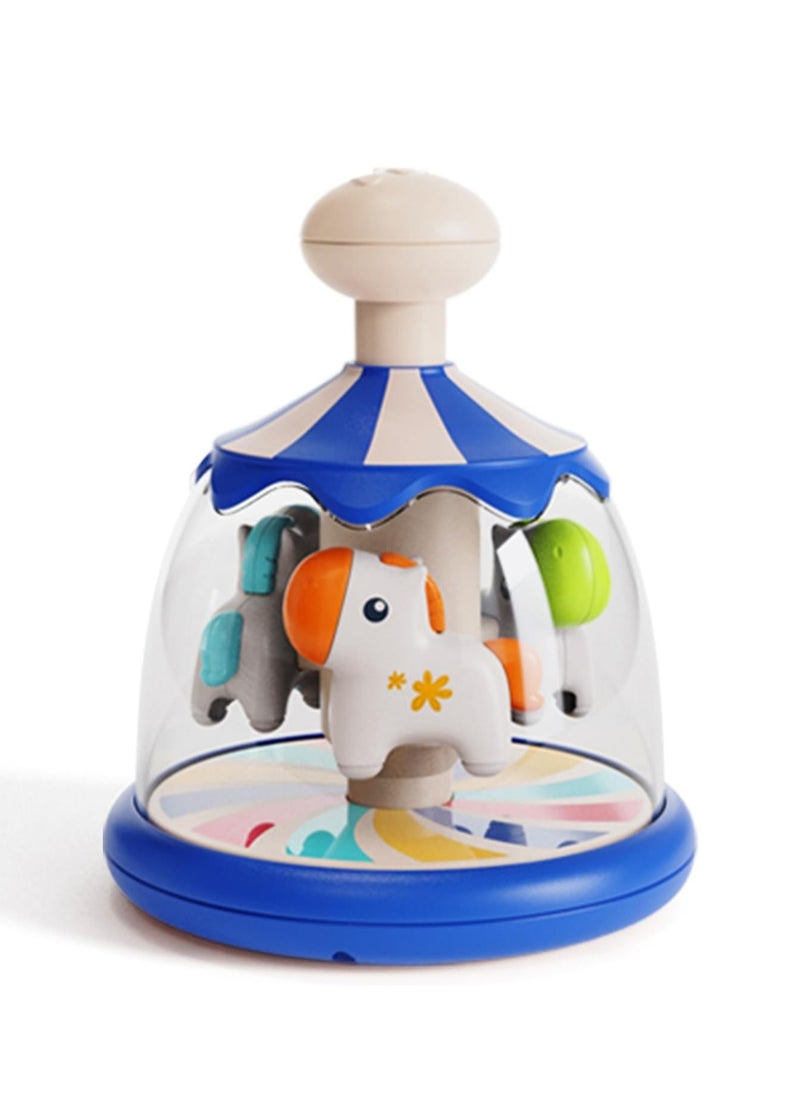 Press Spin Baby Toy, Tumble Activity Dome Tumble Top Spinning Infants Toy Push Spin, Carousel Colorful Spinning Faces, Activity Learn Cause Effect Toys for 6 Month Plus (Blue)