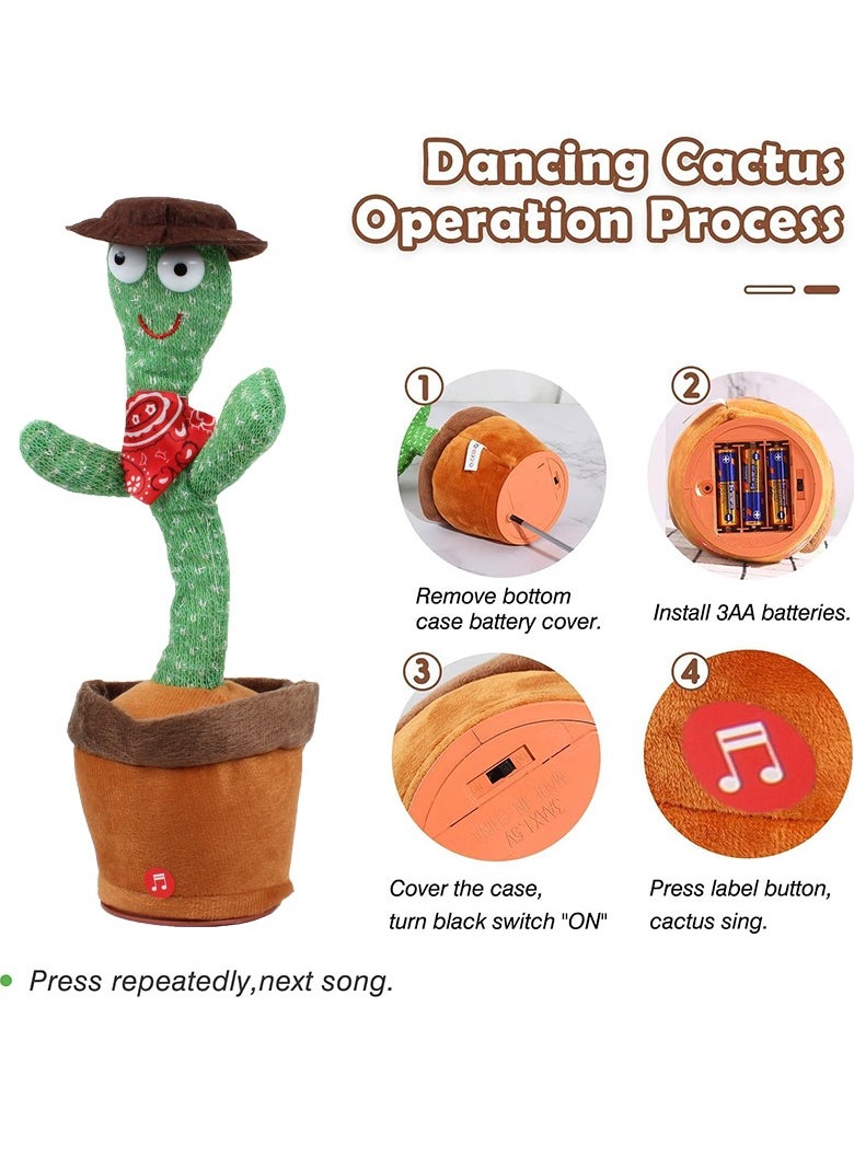 Dancing Talking Cactus Toy for Baby Toddler, Boys Girls Gifts Singing Mimicking Cactus Toy Recording Repeating What You Say Cactus Baby Toy