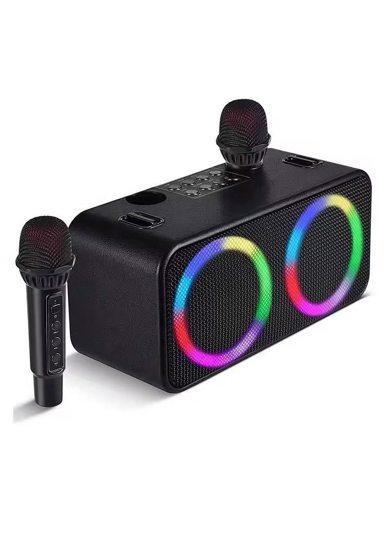 Portable Stereo Wireless Microphone Karaoke Set – High-Quality Bluetooth Wireless Speaker with 4 Lighting Effects