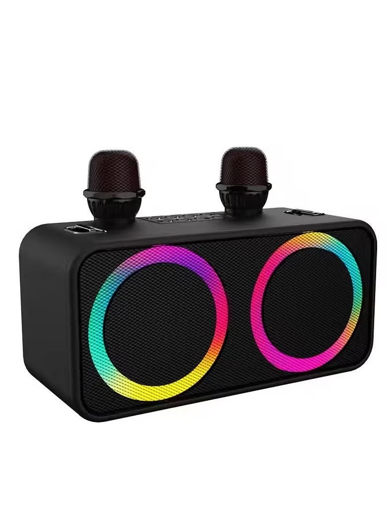 Portable Stereo Wireless Microphone Karaoke Set – High-Quality Bluetooth Wireless Speaker with 4 Lighting Effects