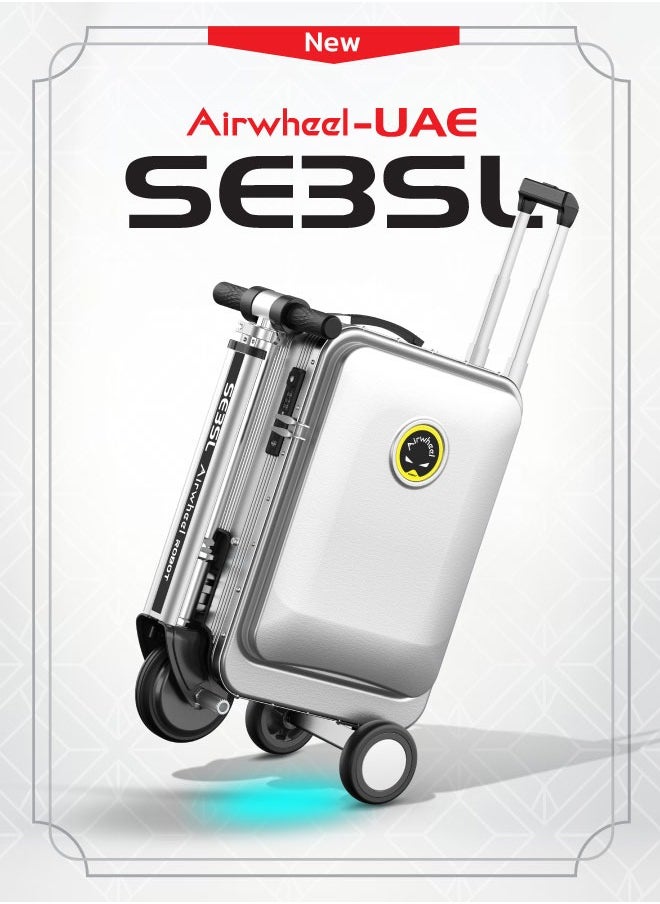 SE3SL - Electric Luggage Scooter - Silver | Smart Riding Suitcase with Removable Battery, Airwheel Luggage | Official Dealer in UAE