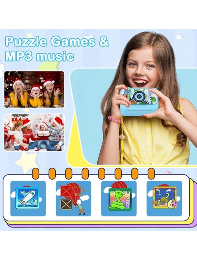 Kids Instant Print Camera with 1080P Video, Digital Photo, MP3 Player, Games & Rechargeable Battery – Fun Toy Camera for Boys & Girls