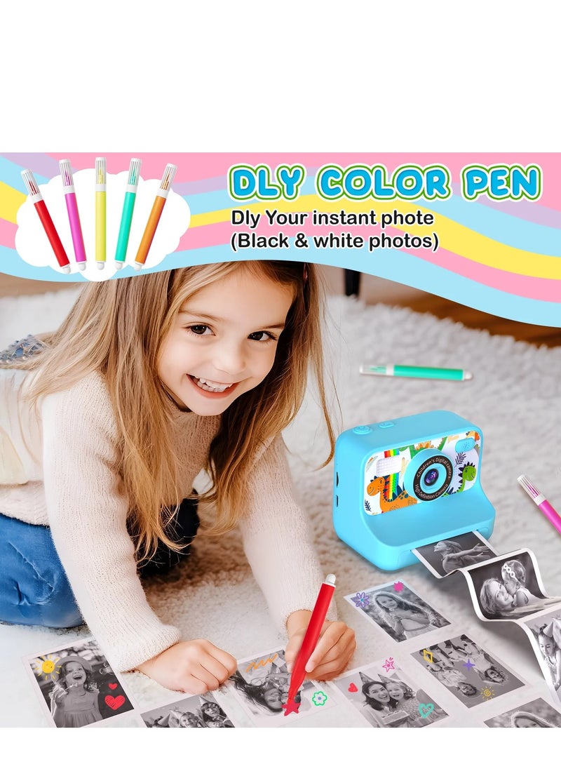 Kids Instant Print Camera with 1080P Video, Digital Photo, MP3 Player, Games & Rechargeable Battery – Fun Toy Camera for Boys & Girls