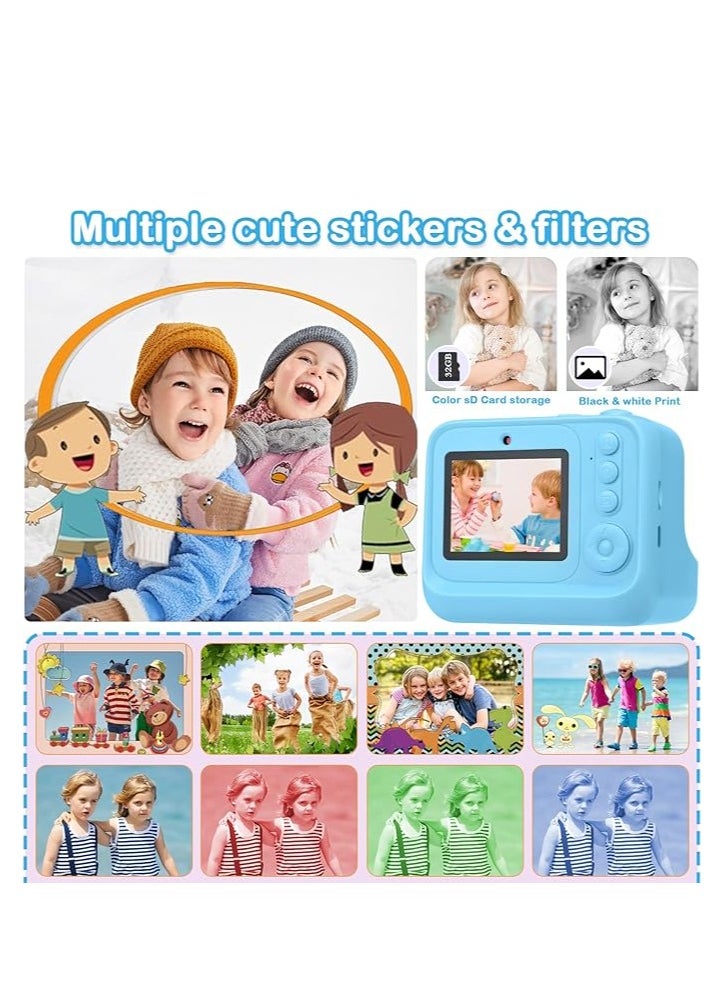 Kids Instant Print Camera with 1080P Video, Digital Photo, MP3 Player, Games & Rechargeable Battery – Fun Toy Camera for Boys & Girls