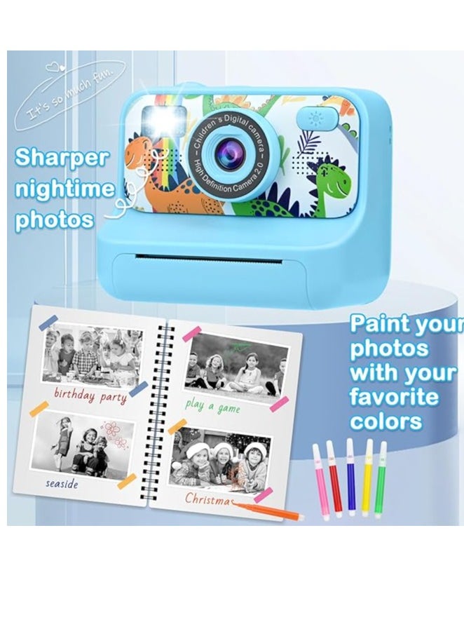 Kids Instant Print Camera with 1080P Video, Digital Photo, MP3 Player, Games & Rechargeable Battery – Fun Toy Camera for Boys & Girls