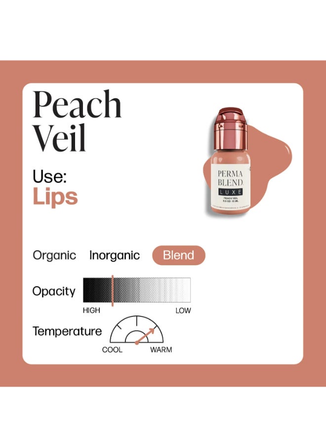 Luxe Lip Pigments Peach Veil 15Ml: Organic Lip Tattoo Ink : Semi-Permanent Lip Color For Natural, Long-Lasting Results Lxpv1/2-S