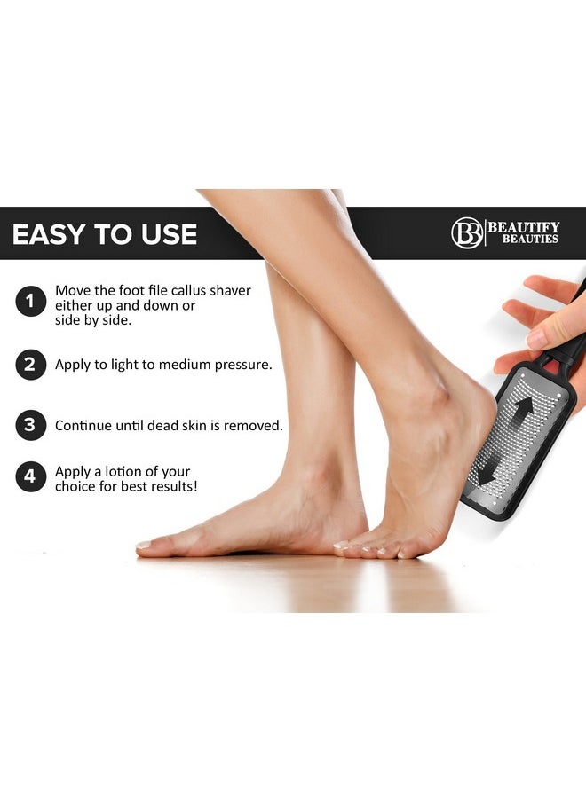 Foot File Callus Remover Colossal Foot Rasp by Beautify Beauties, Best Foot Scrubber for Dry Feet, Exfoliates, Removes Hard Skin, Leaves Feet Smooth and Soft (Black)
