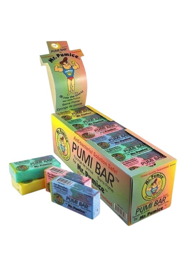 Mr. Pumice Callus Remover PUMI Bar: Pedicure Stone & Foot Scrubber - Medium Grit (Assorted Colors) 24 Pack Display Case