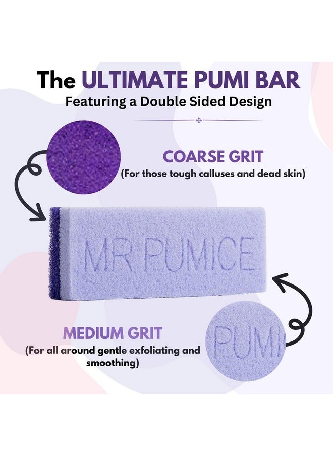 Mr. Pumice Ultimate PUMI Bar 2-in-1 Dual Grit (Medium + Coarse) Callus Remover, Pedicure Stone & Ped File Scrubber for Smooth Feet and Heels (4 Pack)