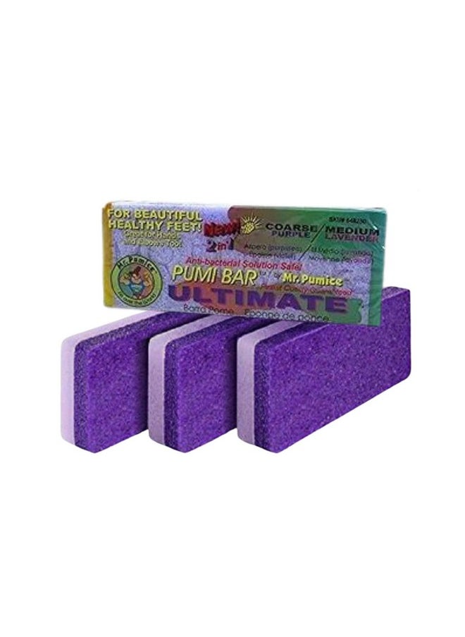 Mr. Pumice Ultimate PUMI Bar 2-in-1 Dual Grit (Medium + Coarse) Callus Remover, Pedicure Stone & Ped File Scrubber for Smooth Feet and Heels (4 Pack)