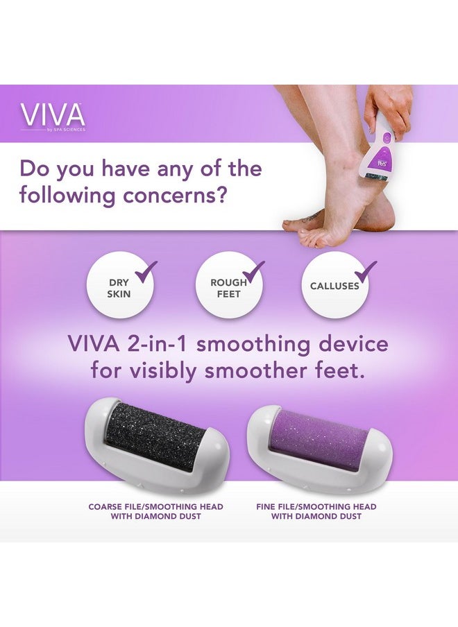 Spa Sciences Viva Most Powerful Pedicure Tool Available-Professional Electronic Foot Smoothing Pedi Tool for Removing Hard, Dry, Cracked Skin/Calluses on Feet, Rechargeable-2 Treatment Heads Included