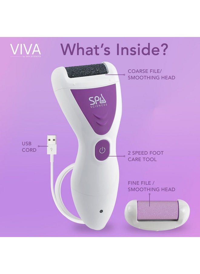 Spa Sciences Viva Most Powerful Pedicure Tool Available-Professional Electronic Foot Smoothing Pedi Tool for Removing Hard, Dry, Cracked Skin/Calluses on Feet, Rechargeable-2 Treatment Heads Included