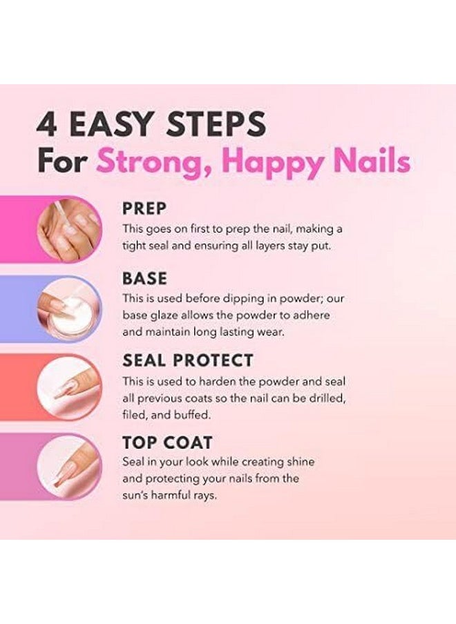 Kiara Sky Dip Manicure Liquid Essentials Bundle Steps 1-4 (BOND, BASE, SEAL PROTECT, TOP COAT)