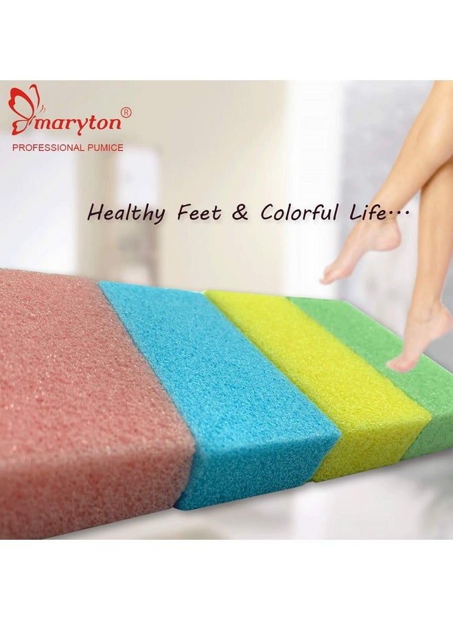 Maryton Pumice Sponge for Feet, Ultimate Pedicure Stone Callus Remover & Foot Scrubber Bulk Pack of 4(Assorted Colors)