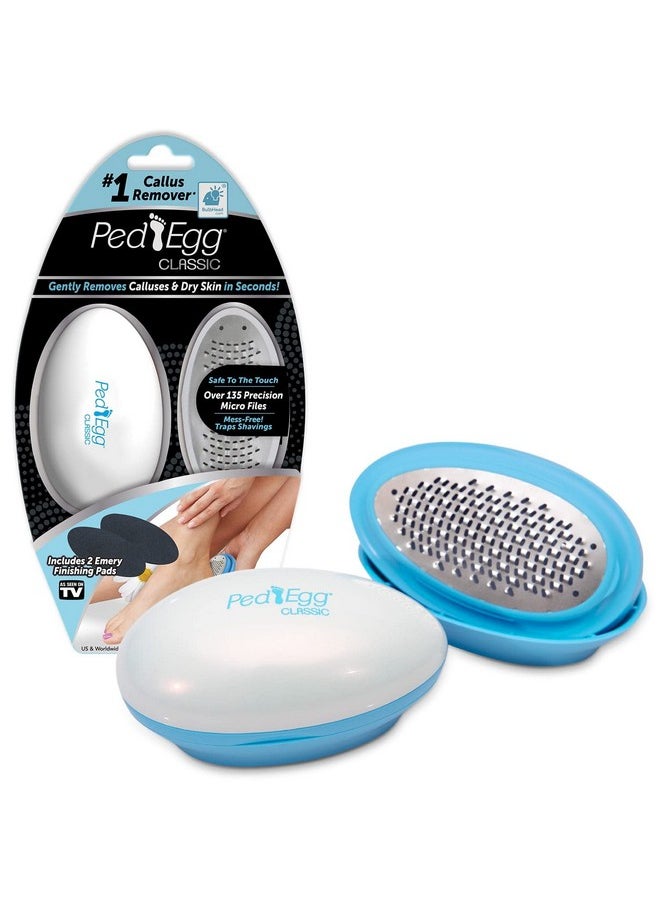 PedEgg Classic Callus Remover, As Seen On TV, New Look, Safely and Painlessly Remove Tough Calluses & Dry Skin to Reveal Smooth Soft Feet, 135 Precision Micro-Blades, Traps Shavings Mess-Free