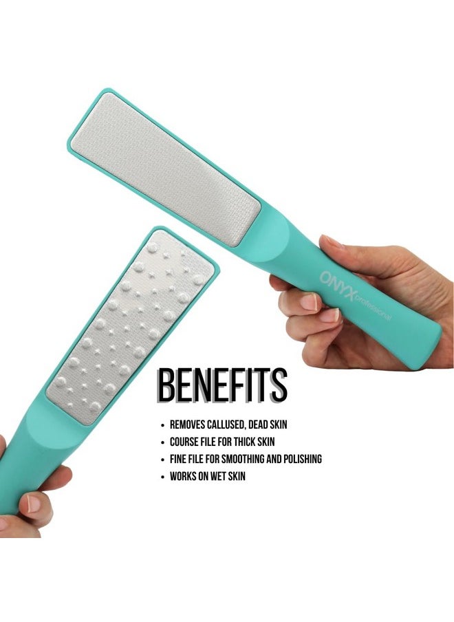 Onyx Professional 2 Faced Foot File & Polisher, Foot Callus Remover & Foot Sander, Wet & Dry Feet Scrubber for Smooth & Soft Feet, Stainless Steel Pedicure Tools, Pack of 1