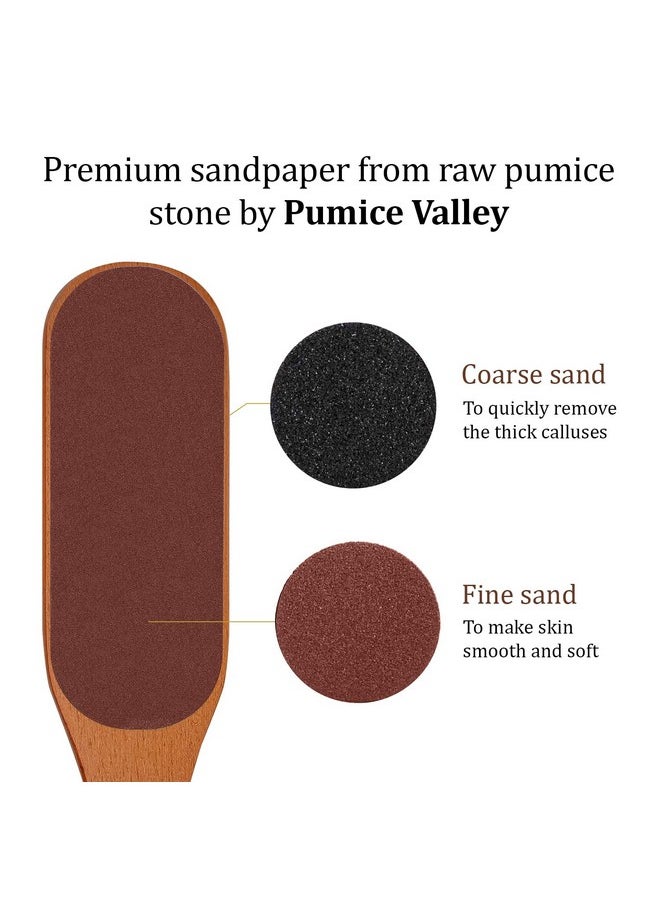 Pumice Stone Foot File - Wooden Pedicure Feet Scrubber with Handle for Callus, Dry, and Dead Skin Removal - Heel Scraper for Feet, Hands, and Body - Foot Filer for Use in Shower