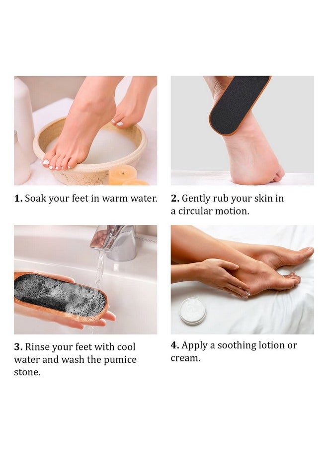 Pumice Stone Foot File - Wooden Pedicure Feet Scrubber with Handle for Callus, Dry, and Dead Skin Removal - Heel Scraper for Feet, Hands, and Body - Foot Filer for Use in Shower
