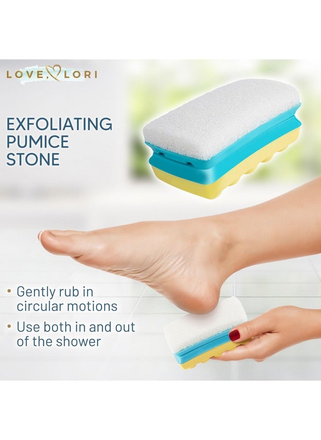 Pumice Stone for Feet - 2 in 1 Foot Scrubber with Soap - Foot Care & Pedicure Kit - Valentines Day Gifts for Her