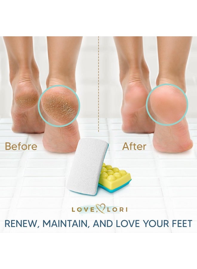 Pumice Stone for Feet - 2 in 1 Foot Scrubber with Soap - Foot Care & Pedicure Kit - Valentines Day Gifts for Her