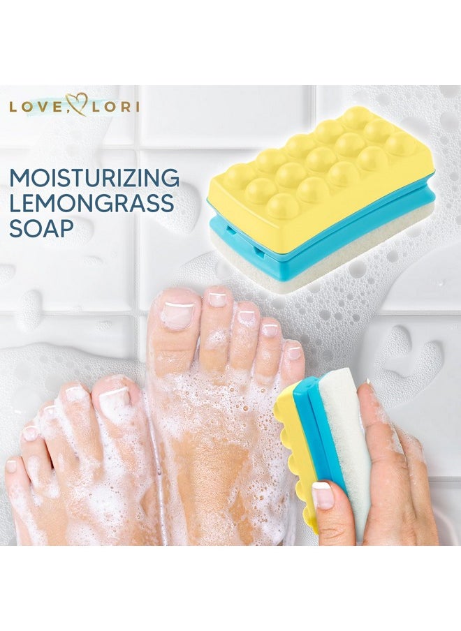 Pumice Stone for Feet - 2 in 1 Foot Scrubber with Soap - Foot Care & Pedicure Kit - Valentines Day Gifts for Her