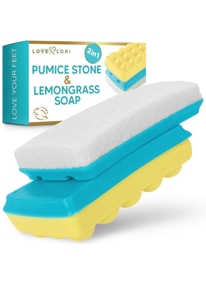 Pumice Stone for Feet - 2 in 1 Foot Scrubber with Soap - Foot Care & Pedicure Kit - Valentines Day Gifts for Her