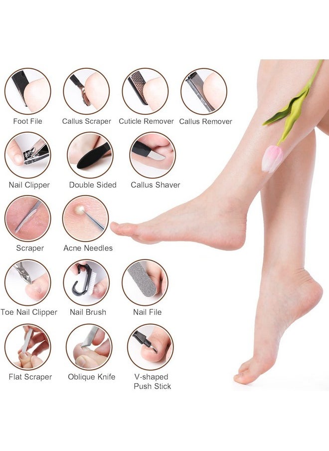 Professional Pedicure Kit, Rosmax 36 in 1 Pedicure Tools Stainless Steel Washable Foot Care Kit Dead Skin Remover Foot Spa Set at Home