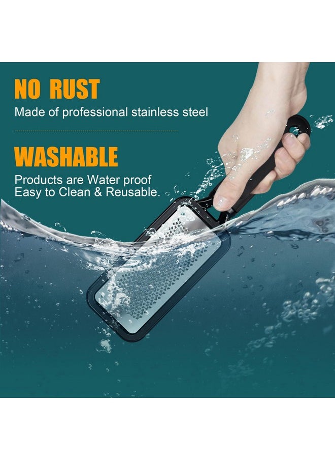 Foot Rasp Foot File, 2 Pcs Stainless Steel Pedicure Callus Remover for Feet, Professional Foot Care Tools for Pedicure to Removes Hard Skin Corns for Dry and Wet Feet