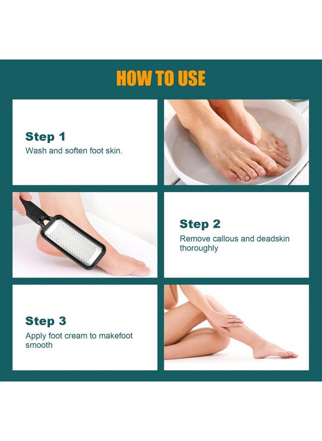 Foot Rasp Foot File, 2 Pcs Stainless Steel Pedicure Callus Remover for Feet, Professional Foot Care Tools for Pedicure to Removes Hard Skin Corns for Dry and Wet Feet
