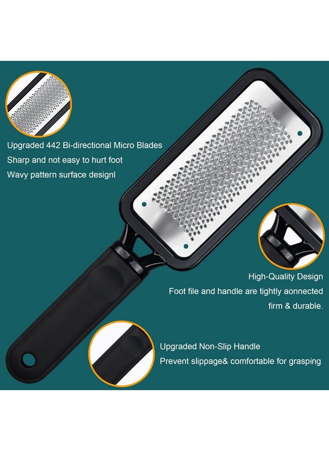 Foot Rasp Foot File, 2 Pcs Stainless Steel Pedicure Callus Remover for Feet, Professional Foot Care Tools for Pedicure to Removes Hard Skin Corns for Dry and Wet Feet