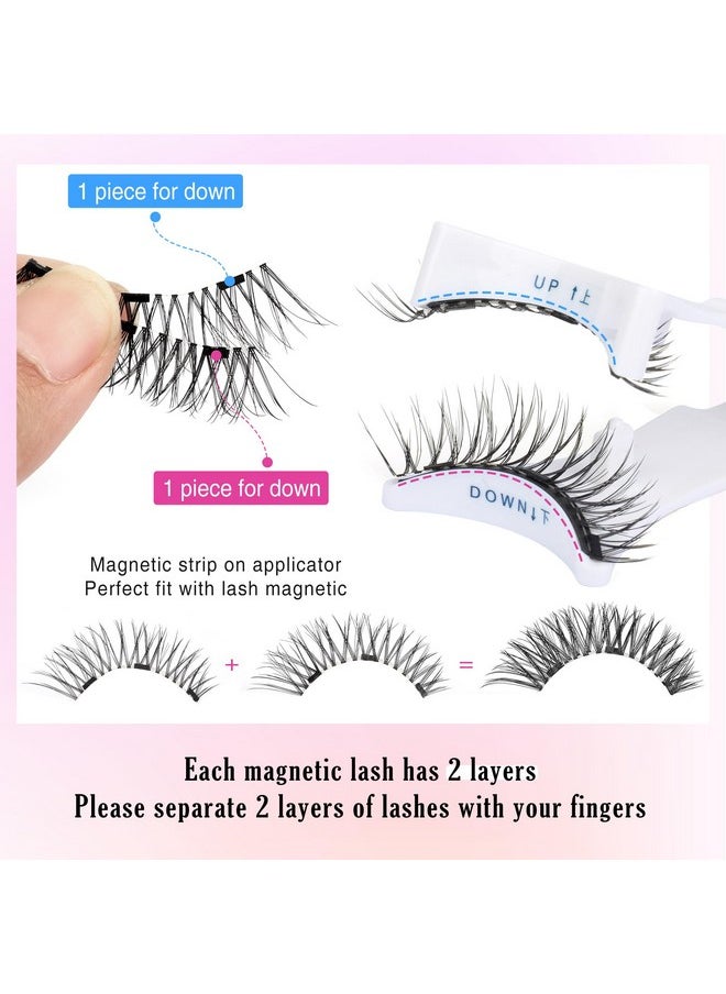 Focipeysa Magnetic Eyelashes Natural Wispy Magnetic Lashes No Glue Needed Magnetic Strip Eyelashes Reusable Magnetic Lash Kit with Applicator DIY Magnetic False Eye Lashes