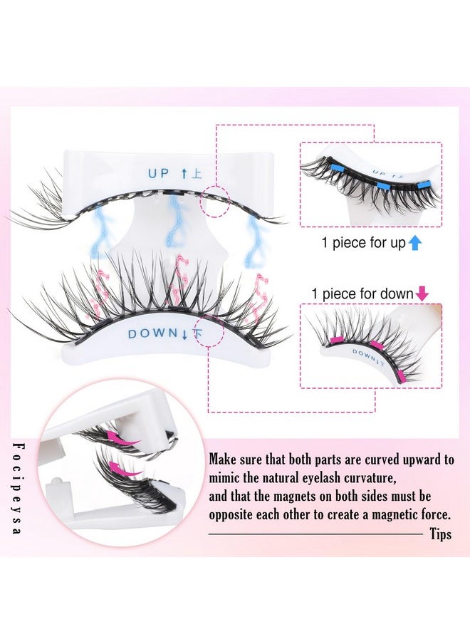 Focipeysa Magnetic Eyelashes Natural Wispy Magnetic Lashes No Glue Needed Magnetic Strip Eyelashes Reusable Magnetic Lash Kit with Applicator DIY Magnetic False Eye Lashes