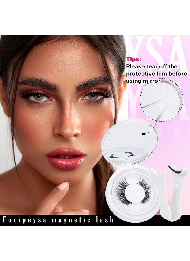 Focipeysa Magnetic Eyelashes Natural Wispy Magnetic Lashes No Glue Needed Magnetic Strip Eyelashes Reusable Magnetic Lash Kit with Applicator DIY Magnetic False Eye Lashes