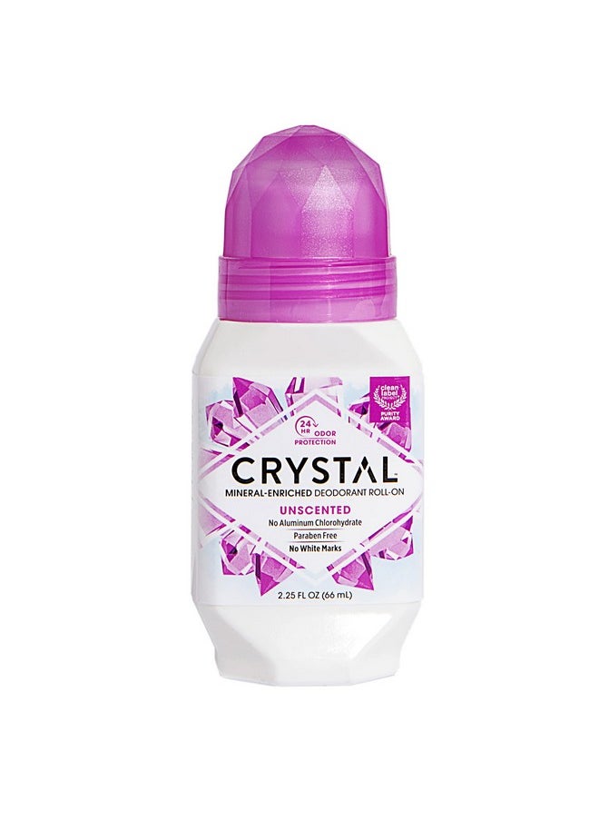 CRYSTAL Mineral Deodorant Roll-On Unscented Body Deodorant With 24-Hour Odor Protection, Aluminum Chloride & Paraben Free, 2.25 FL OZ (Packaging May Vary)