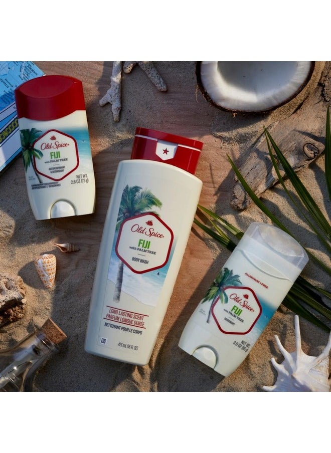 Old Spice Men's Deodorant Aluminum-Free Fiji with Palm Tree, 3oz (Pack of 3) with Travel-Size Swagger Body Wash