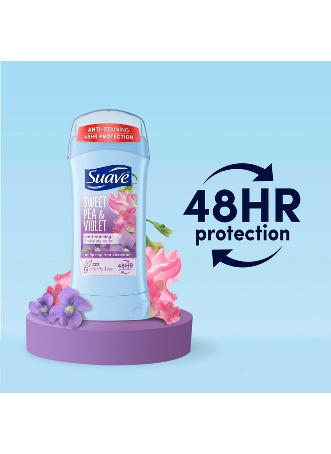 Suave Deodorant Antiperspirant for Women, Variety Pack - Sweet Pea & Violet + Wild Cherry Blossom, 48H Protection, Anti-Staining, 2.6 Oz Ea (4 Piece Set)