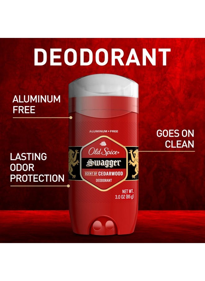 Old Spice Aluminum Free Deodorant for Men, 24/7 Odor Protection, 24/7 Lasting Freshness, Red Collection, Swagger with Cedarwood Scent, 3.8 oz (Pack of 3)